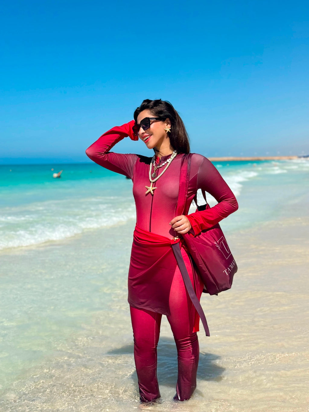 Cherry Coast Burkini with waterproof Beach bag