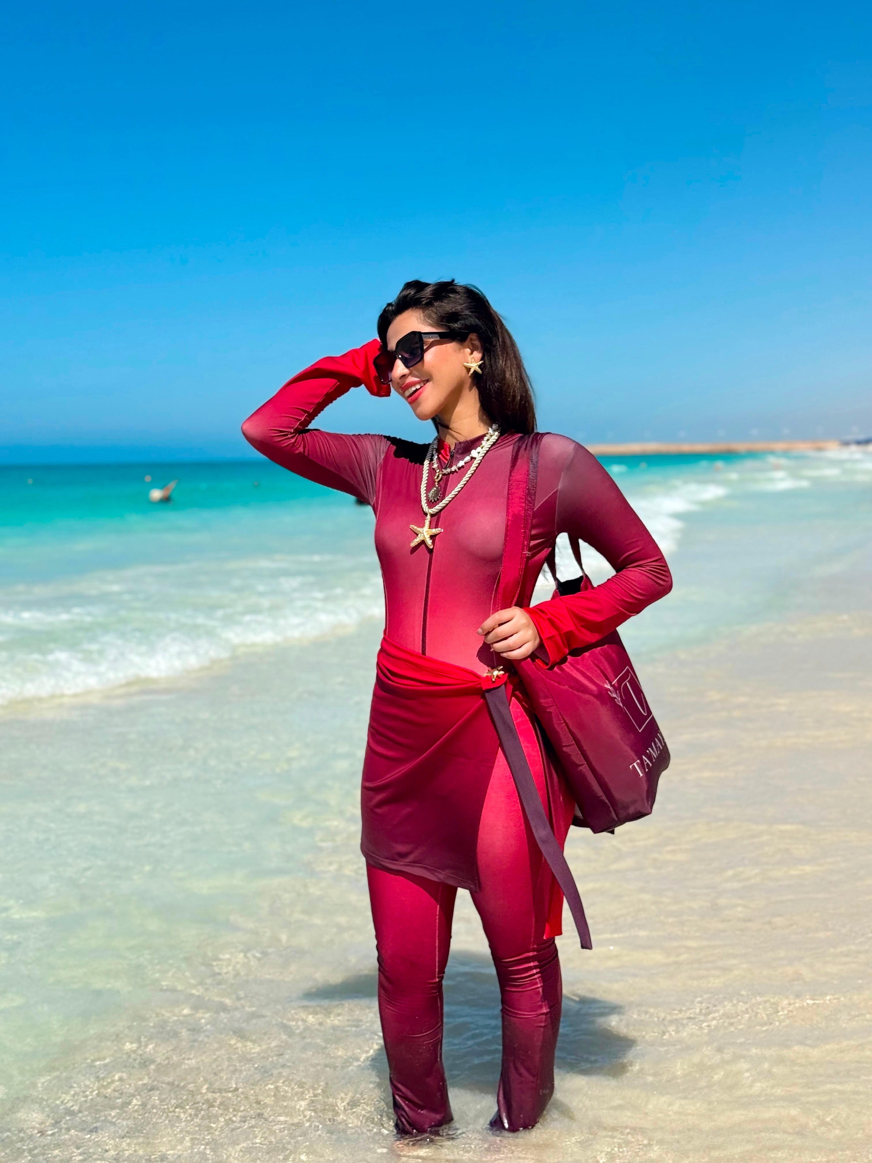 Cherry Coast Burkini with waterproof Beach bag