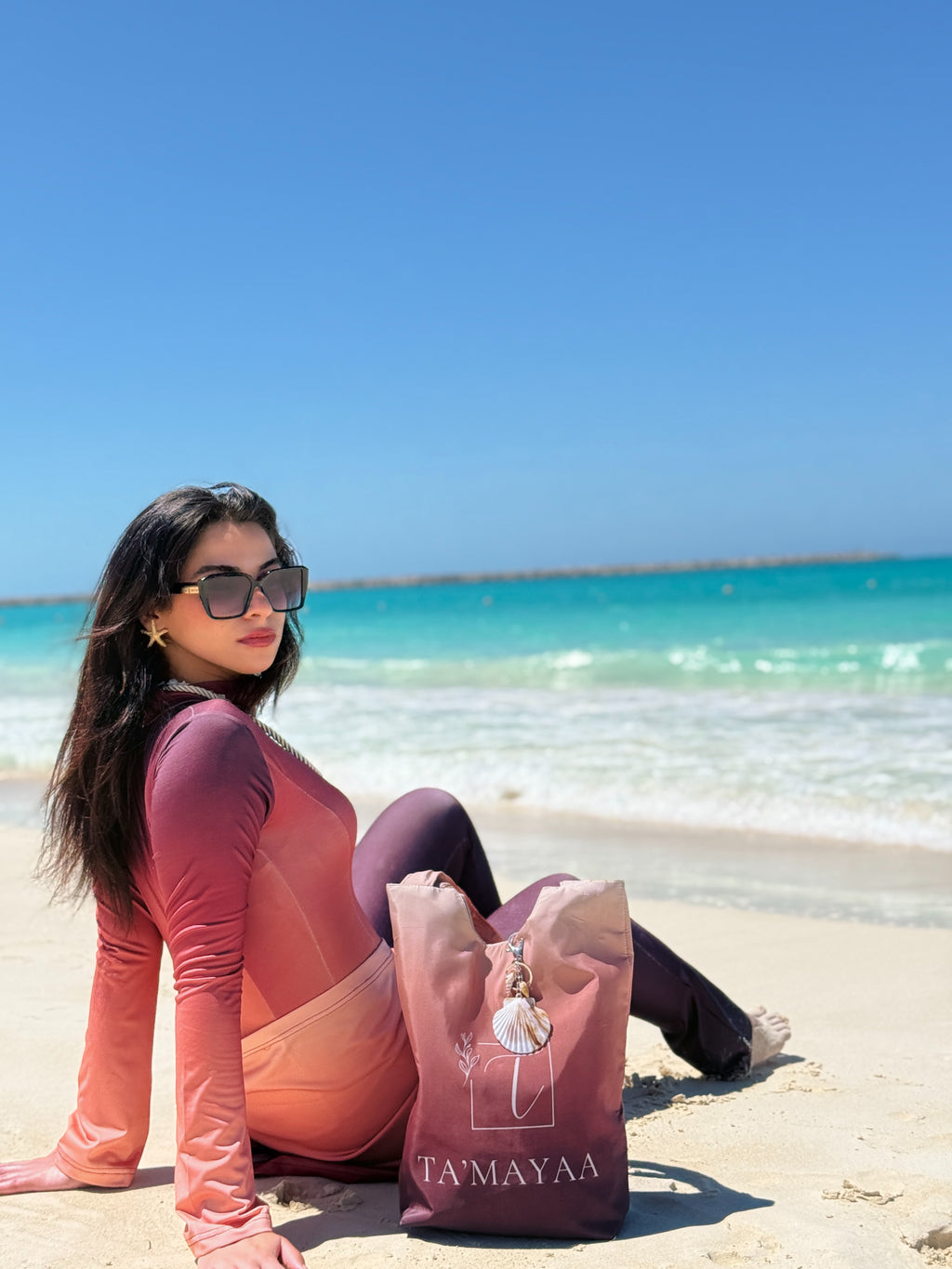 Apricot Tide Burkini with waterproof Beach bag