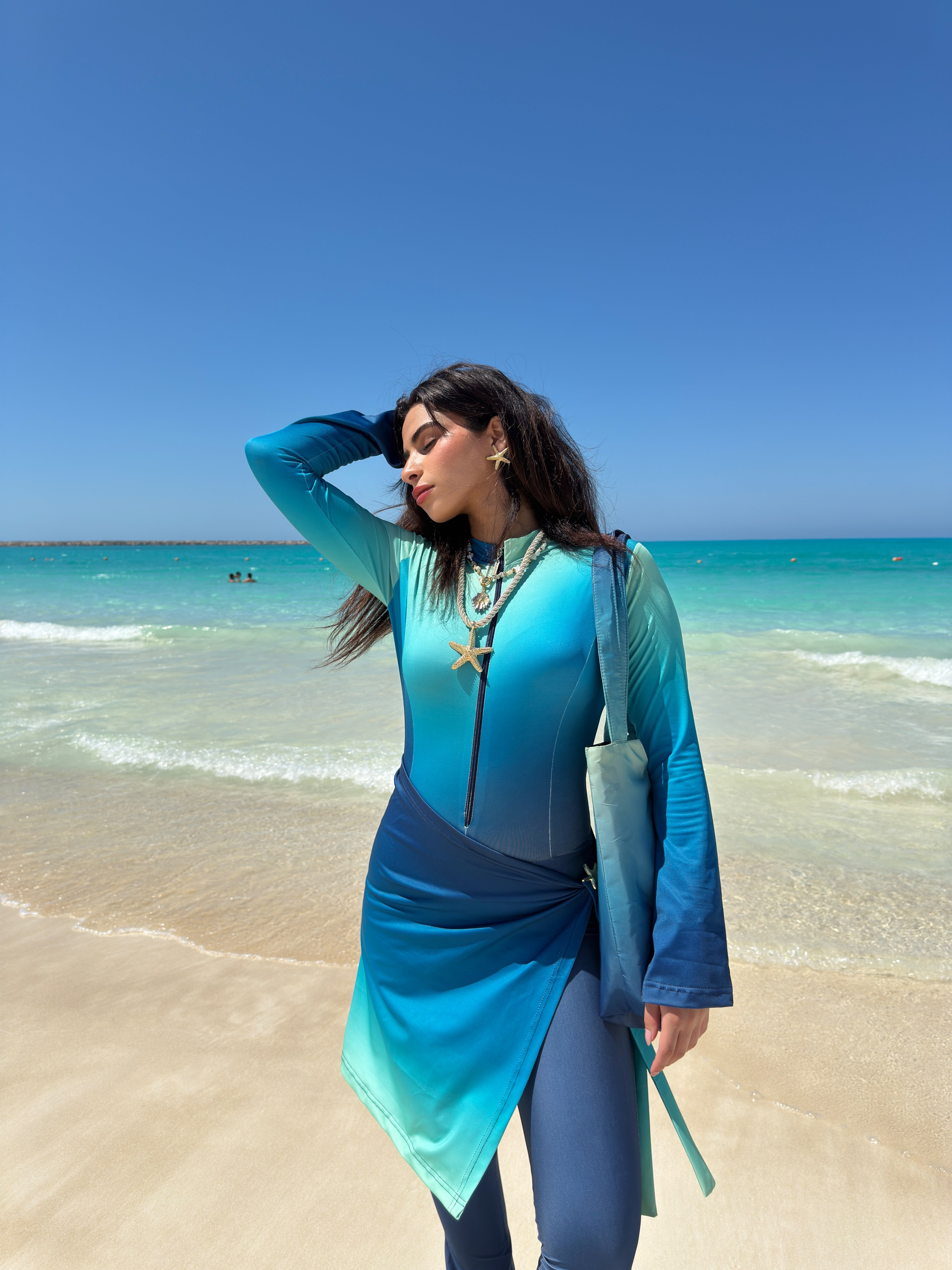 Crystal Tide Burkini with waterproof Beach bag