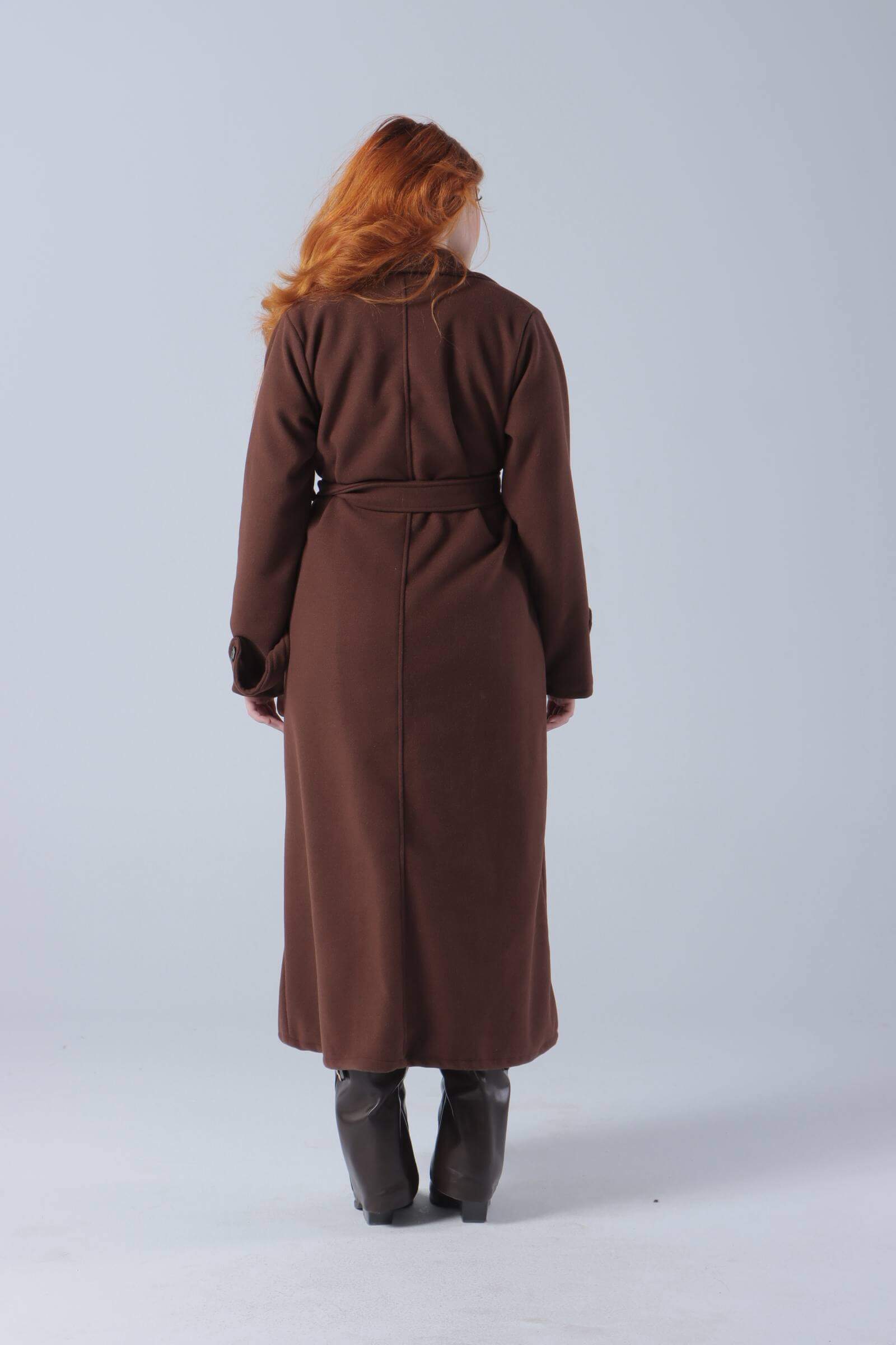 Long Wool Coat with Belt