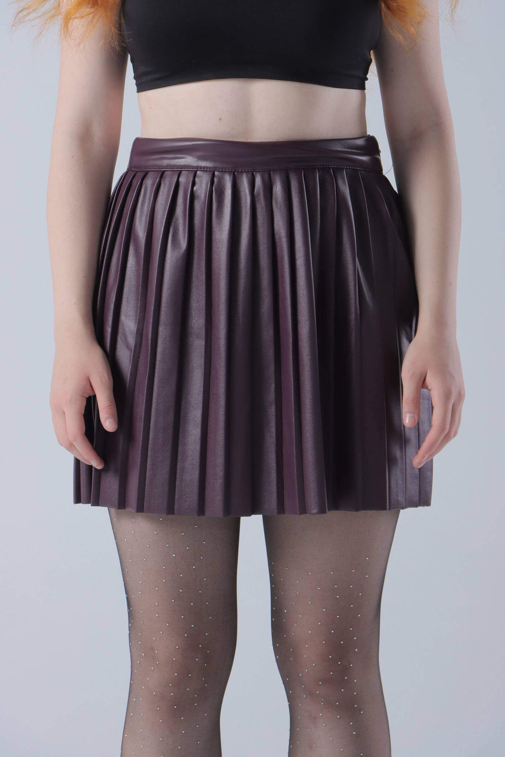 Pleated  Leather Skirt