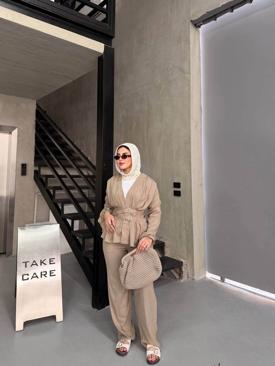 Double Belt Linen Suit