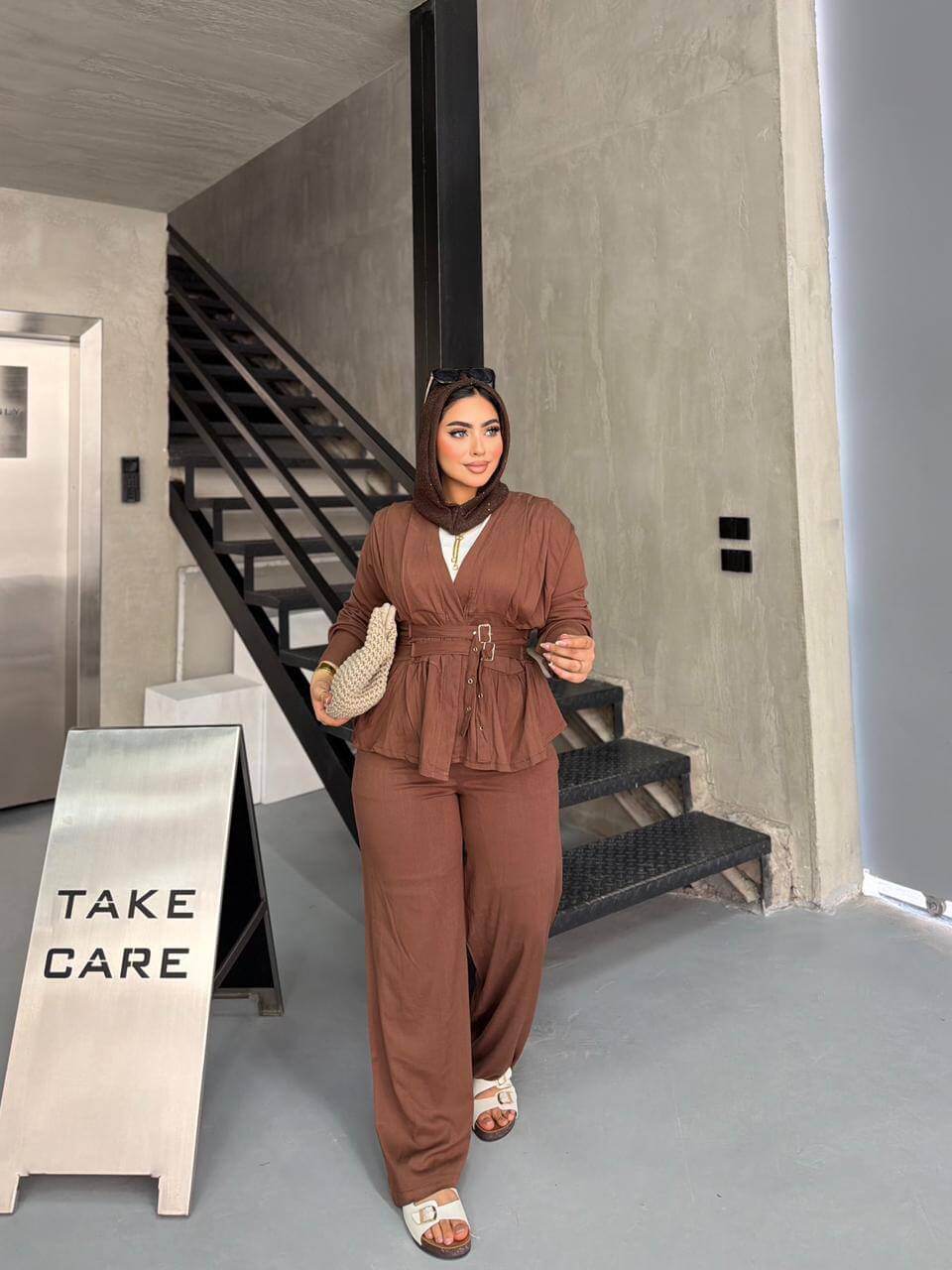 Double Belt Linen Suit