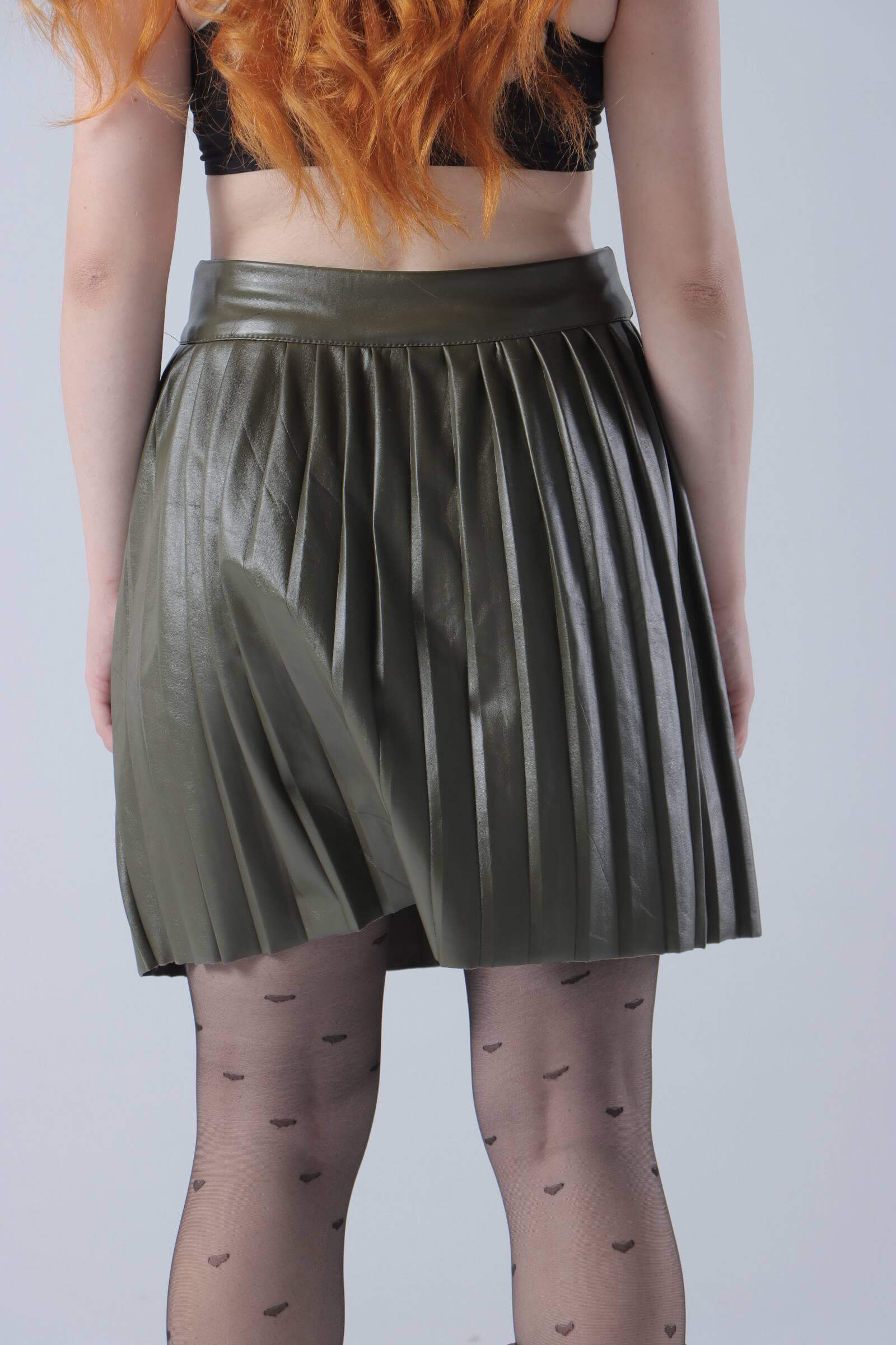 Pleated  Leather Skirt
