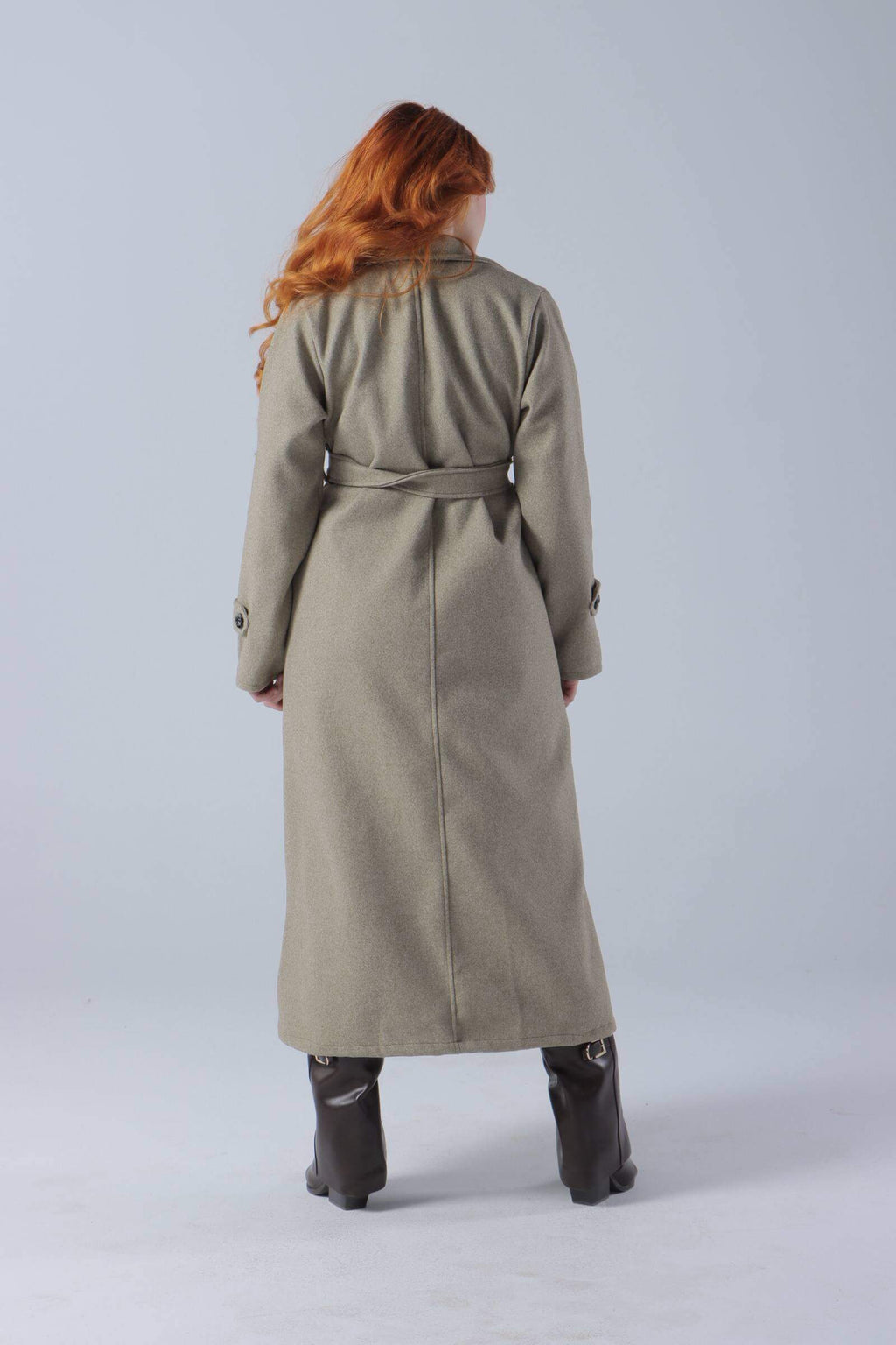 Long Wool Coat with Belt