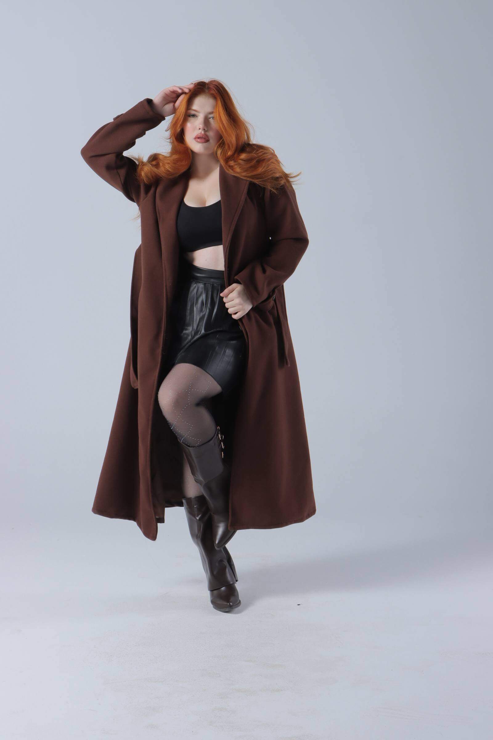 Long Wool Coat with Belt