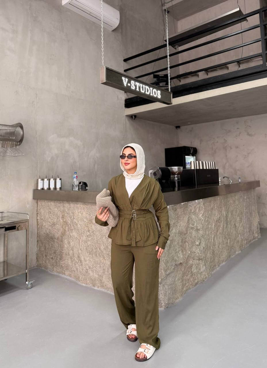 Double Belt Linen Suit