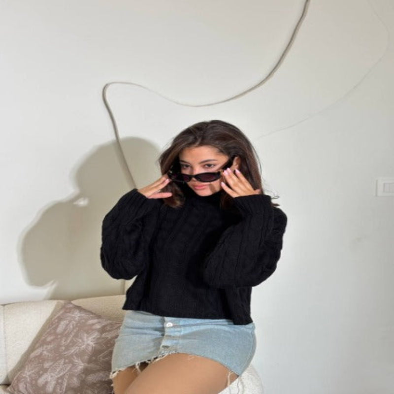 Necked high waist Pullover